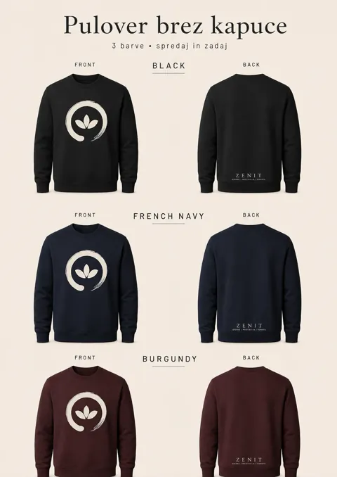 Unisex pulover brez kapuce Zenit z enso in lotus motivom